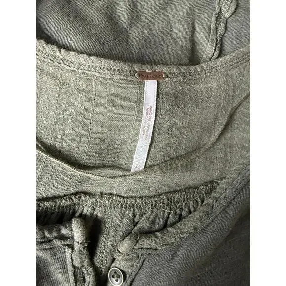 FREE PEOPLE Aster Henley Oversized Top Size Xs - Olive Green- - Picture 4 of 4